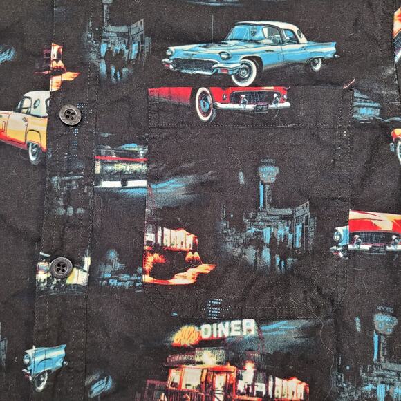 Vintage Joe-Marlin AOP Car Button Shirt Medium 19x28 Black - Picture 11 of 11